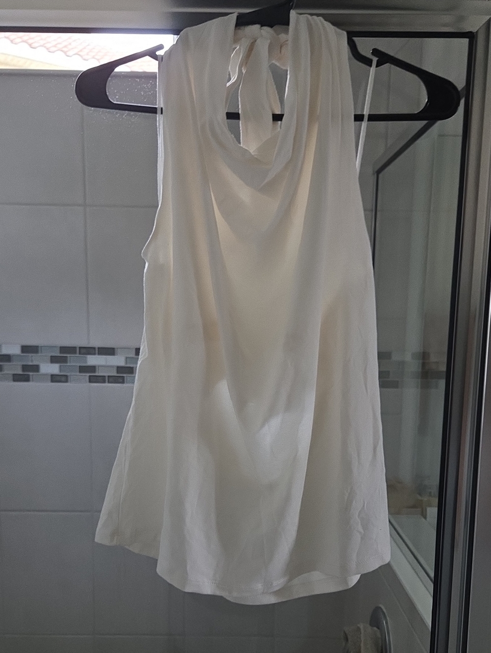 Old Navy White Draped Halter Tank